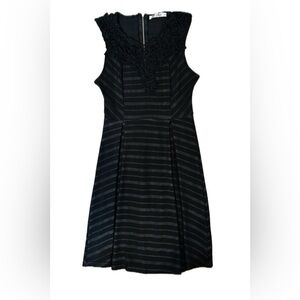 White Mark Black Textured Midi Dress with detailed embroidery.